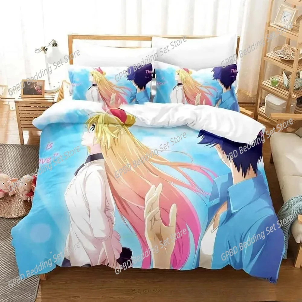 

Anime Nisekoi False Love 3D Bedding Set Duvet Cover Pillowcases Single Twin Full Queen King Size Home Decor Quilt Boys Gift