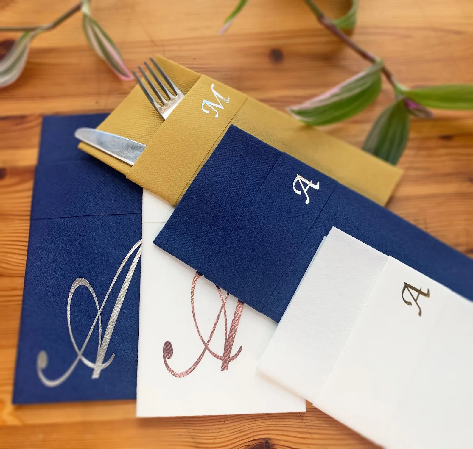 50pcs Monogram printed napkin , Perfect Size Linen-Like Handmade Disposable, Pocket wedding napkins for reception or Events