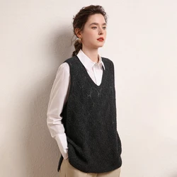 WinvyNee Summer New Women Cashmere Wool Tops Casual Solid V-neck Loose Soft Vest Girls Tank Tops C1044015