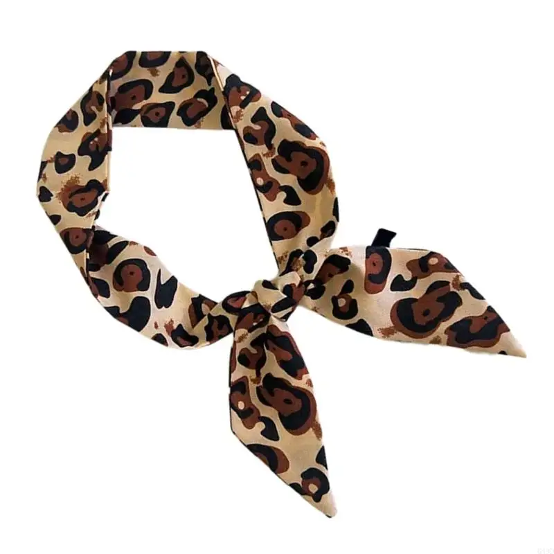 649D Elegant Leopard Print Thin Scarf for Ladies Business Meeting Scarf Short Muffler For Work, Leisure, and Social Event