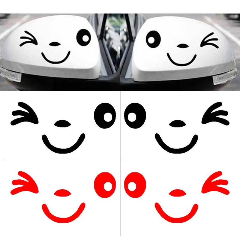 2 Pieces of Cute Smiling Smiley Face Car Stickers Rear View Mirror Stickers Car Smiley Face Stickers Suitable10cm*5cm