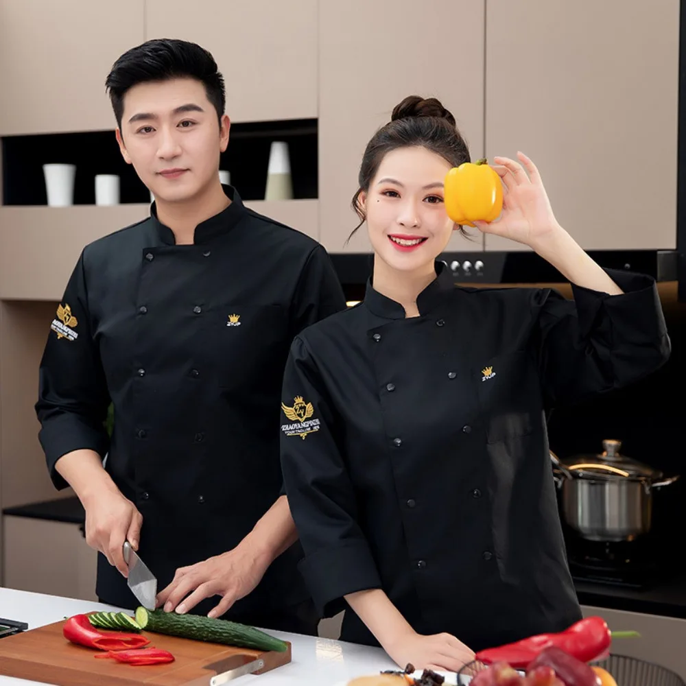 ملابس الشيف بأكمام طويلة، ملابس العمل في مطبخ الفندق، ملابس المطاعم، ملابس العمل بأكمام قصيرة، مقصف المطاعم