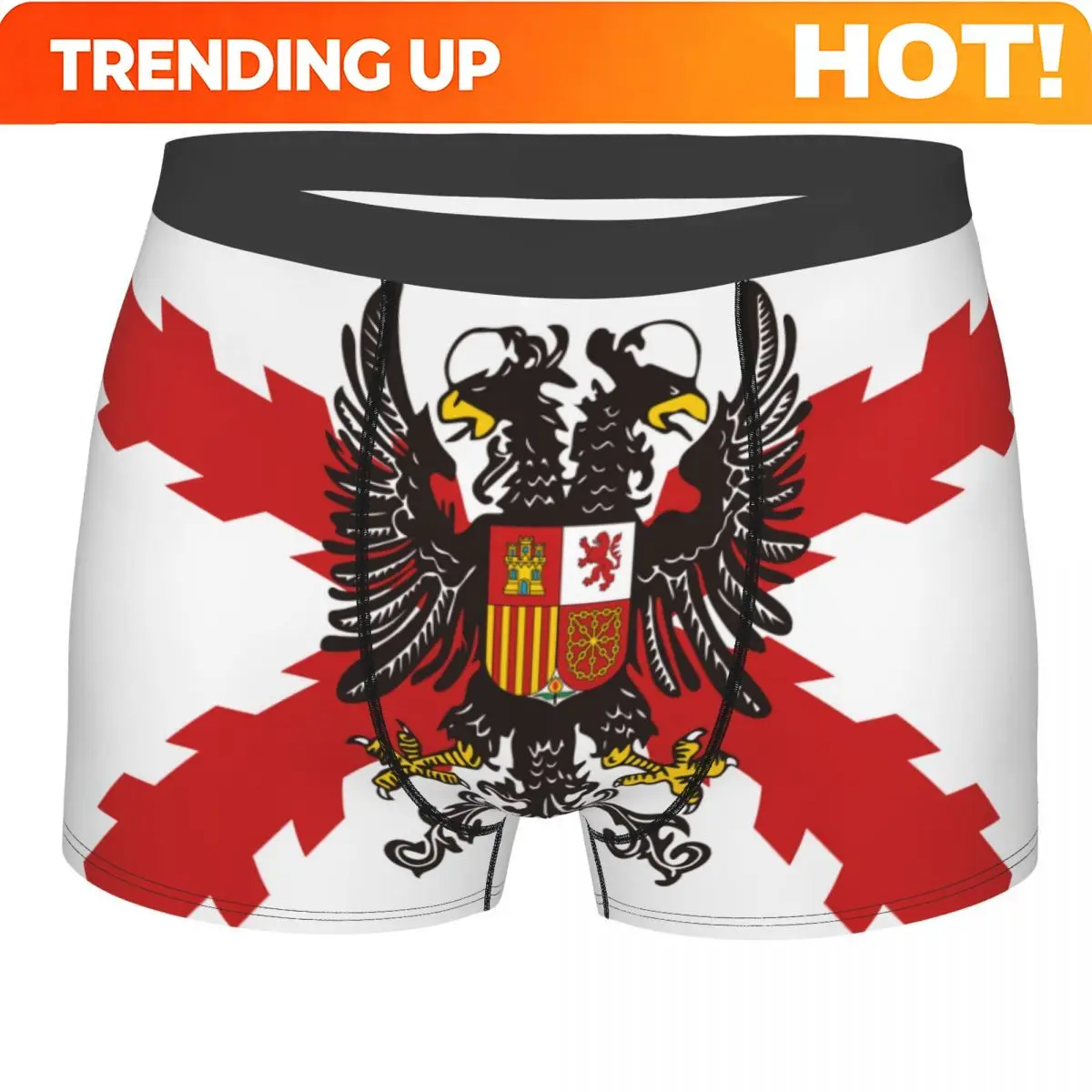 Sexy Spanish Legion Boxers Shorts Panties Men's Underpants Stretch Spain Burgundy Cross Briefs Underwear
