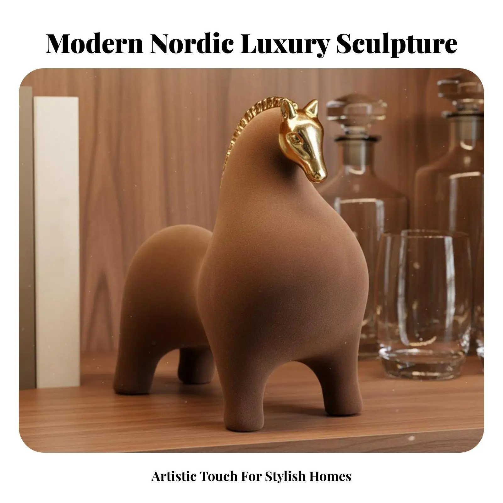 Sculpture de cheval en résine, figurine de cheval moderne de fabrication soignée, finition artisanale, décoration pour la maison, pour armoire, salon, bibliothèque