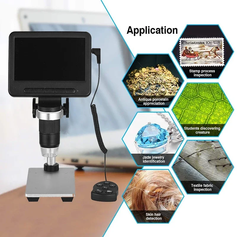 TKDMR 1000X Zoom HD 8LED Professional Electronic Digital USB WIFI Camera Microscope 5 Inch LCD Screen for Apple Android Phone PC