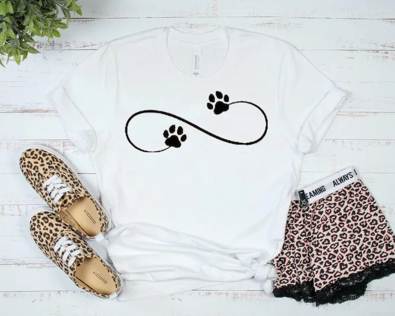 

Infinity Paw Shirt Short Sleeve Top Tees O Neck T-Shirt Streetwear harajuku Fashion 100% Cotton goth Fashion y2k Drop Shipping