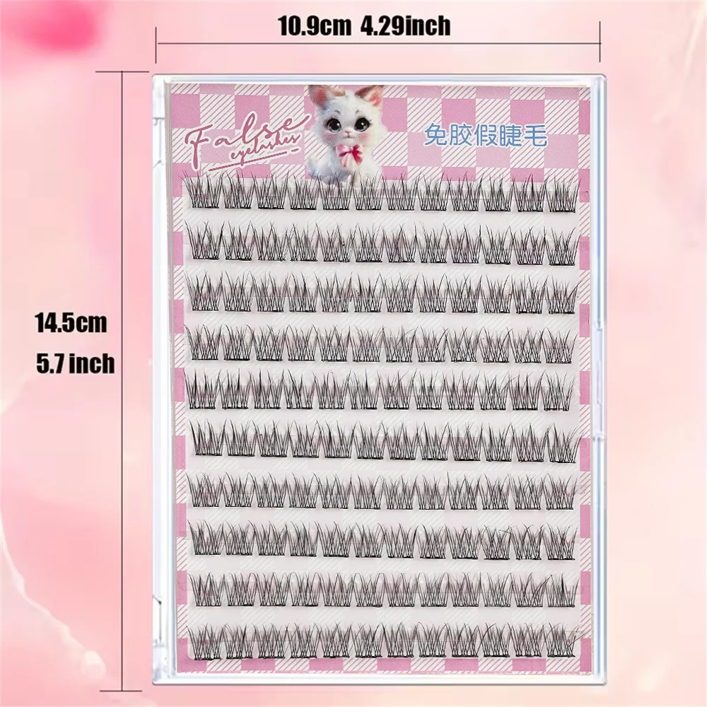 Self-Adhesive Eyelash Clusters No Glue Needed 120Pcs Natural C-Type Cured Self-Adhesive Eyelash Extension Press-On Lashes
