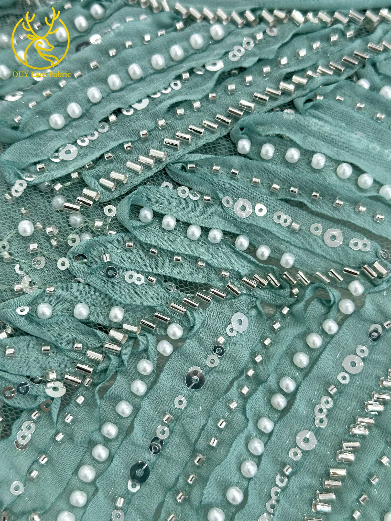 3D Mode Nigerianischer Mesh-Tüll-Spitzenstoff 2026 Französischer Handgefertigter Perlen-Pailletten-Spitzenstoff für Damen Party Hochzeitskleid Nähen – Detail 23