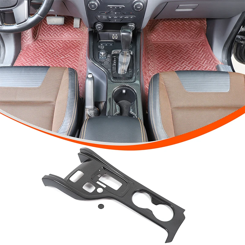 For Ford Ranger Everest Wildtrak T7 T8 2015-2022 ABS Carbon Fiber Car Center Control Gear Panel Frame Cover Trim Car Accessories