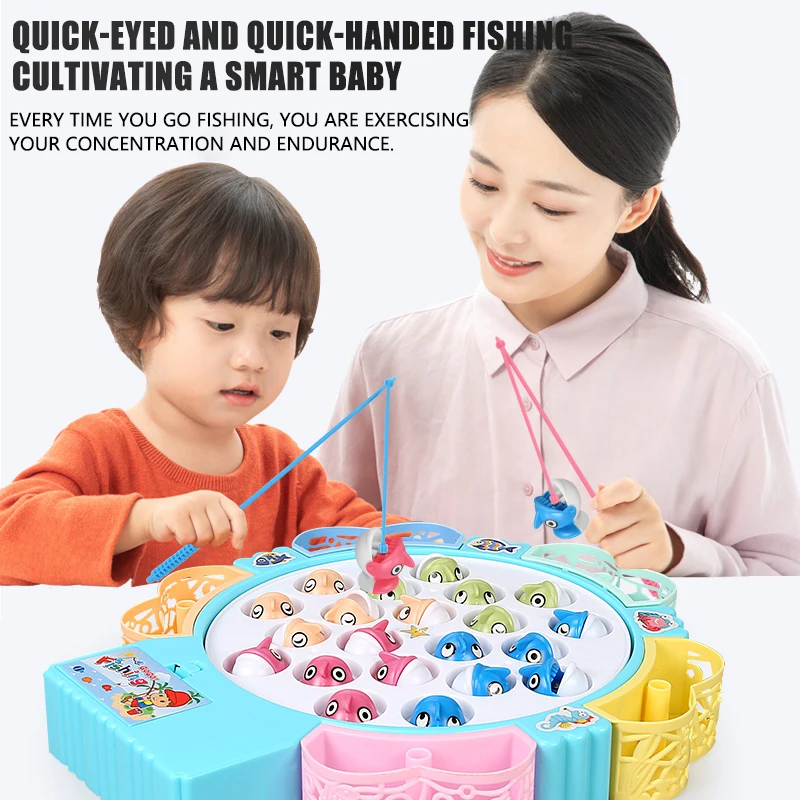 Rotating Musical Fishing Game Magnetic Fishing Toy for kids Birthday & Christmas Gift Parent-child interactive games
