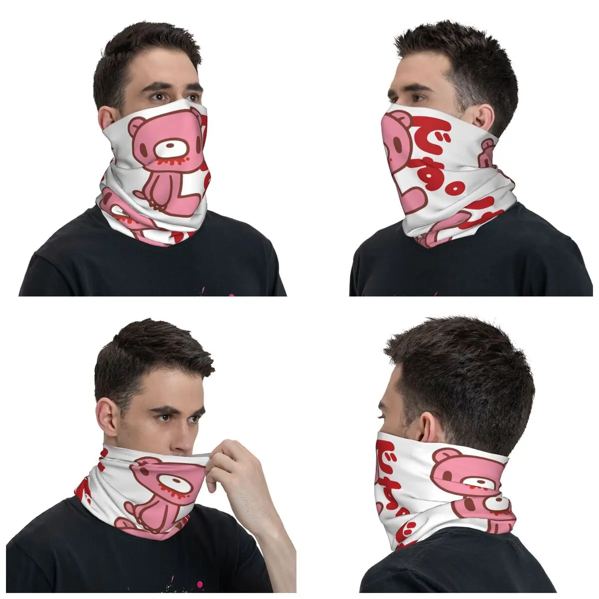 Cartoon Gloomy Bear Neck Gaiter Men Women UV Face Shield Winter Bandana Scarf for Ski