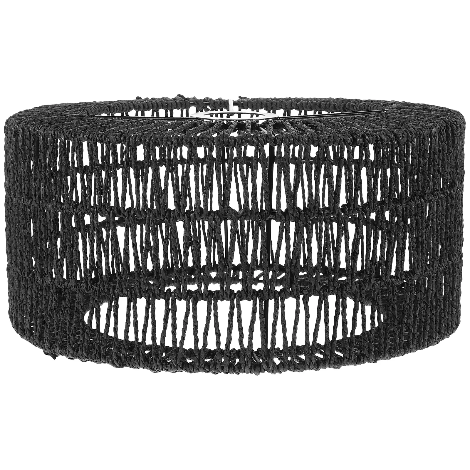 القش حبل عاكس الضوء ريفي المنسوجة تصميم غطاء مصباح السقف استبدال حجم L غطاء خفيف داخلي جو أكثر دفئا #5