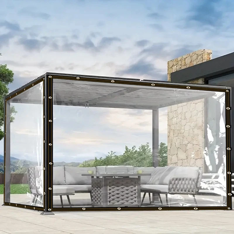 قماش تظليل شفاف مقاوم للمطر خفيف الوزن غطاء مقاوم للماء فيلم البولي ايثيلين لحديقة الشرفة نبات عصير سقيفة-VVBC