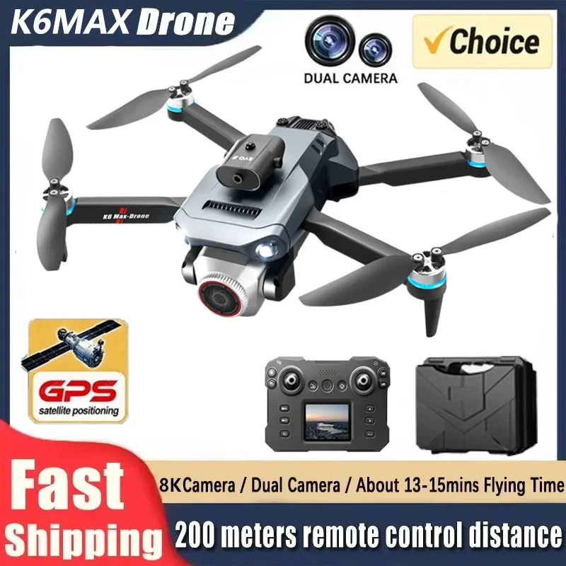 New K6Max RC Drone 8K Double HD Camera Intelligent 360 Obstacle Avoidance Dron Quadcopter Brushles Motor Picture Transfer Screen