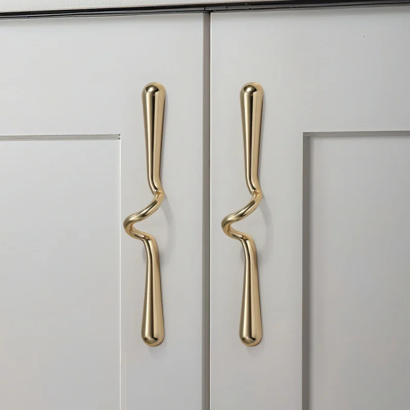 French K Gold And Silver Kitchen Cabinet Handles Cupboard Wardrobe Closet Door Pulls Drawer Knobs Wave Pulls Furniture Handles