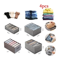 4pcs/Set Clothes Organizer Trousers Clothing Jeans Storage Box Wardrobe Closet Organization Underwear Bra Socks Compartment Box