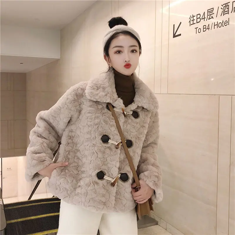 2024 Winter Thickened Lamb Wool Jackets for Women Casual Long Sleeve Buttons Lapel Outwear Female Loose Warm Faux Fur Coats Y2K