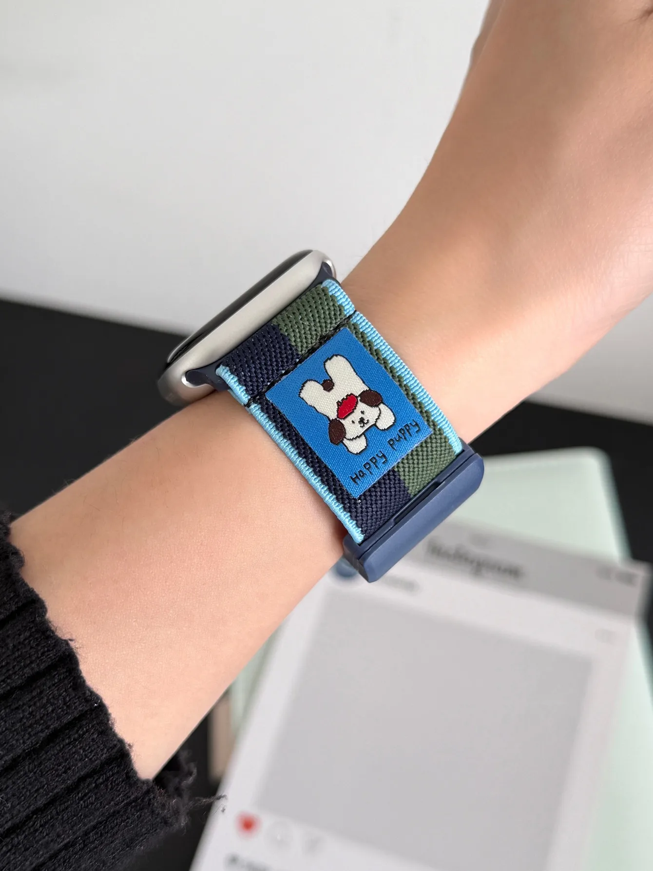 Correa magnética de nailon elástico para Apple Watch 41/45mm 49Ultra 10S 42/46mm correa de rayas con estampado de dibujos animados para iWatch8 7 6SE 38/40/44