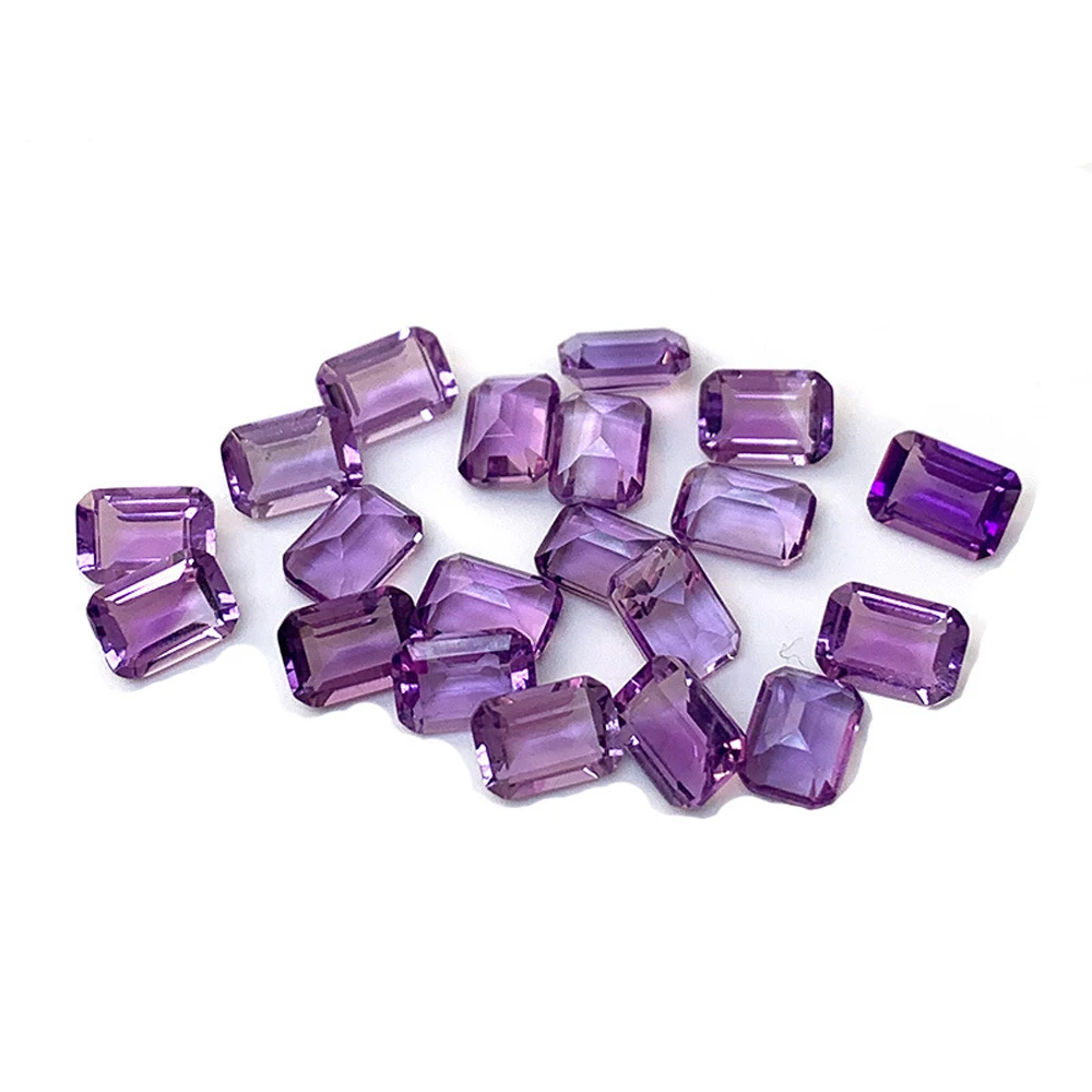 50pcs Lot Wholesale Real Natural Amethyst Emerald Cut Octagon Facet 3x5mm-5x7mm Semi-Precious Loose GemStone For Jewelry Making