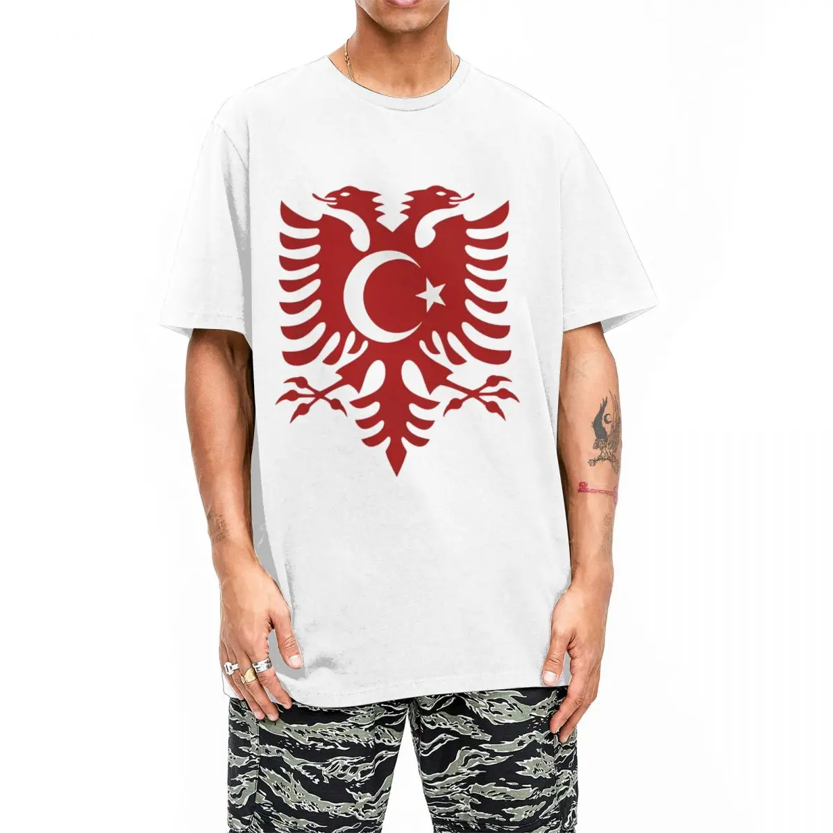 Turkey Albania Flag T-Shirt Hippie T Shirts Short-Sleeved Vintage Tshirt Beach 100 Cotton O Neck 4XL 5XL 6XL Tees