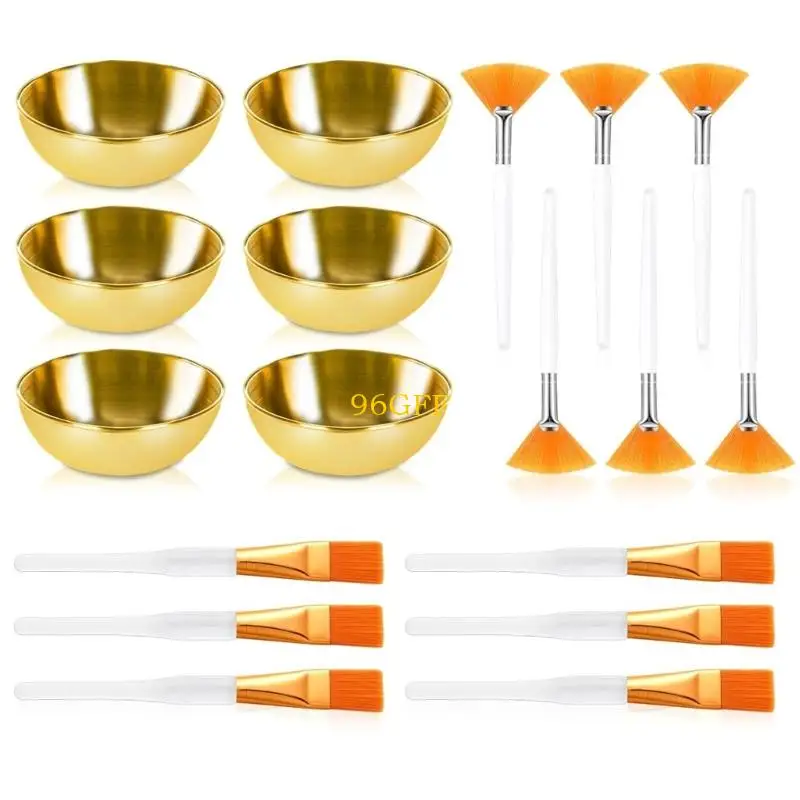96gf 18pcs مستلزمات تجميل للوجه للوجه تعيين 6 أوعية الوجه الذهب