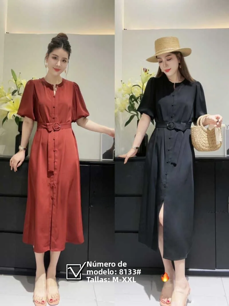 Elegante Vestido de Verano con Mangas Abullonadas y Detalle Ajustado a la Cintura de Ilie Station, Nueva Tendencia de Moda pa...