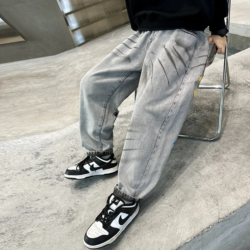 Korean Baby Jeans Pants for Big Boys Harem Trousers Teenager Denim