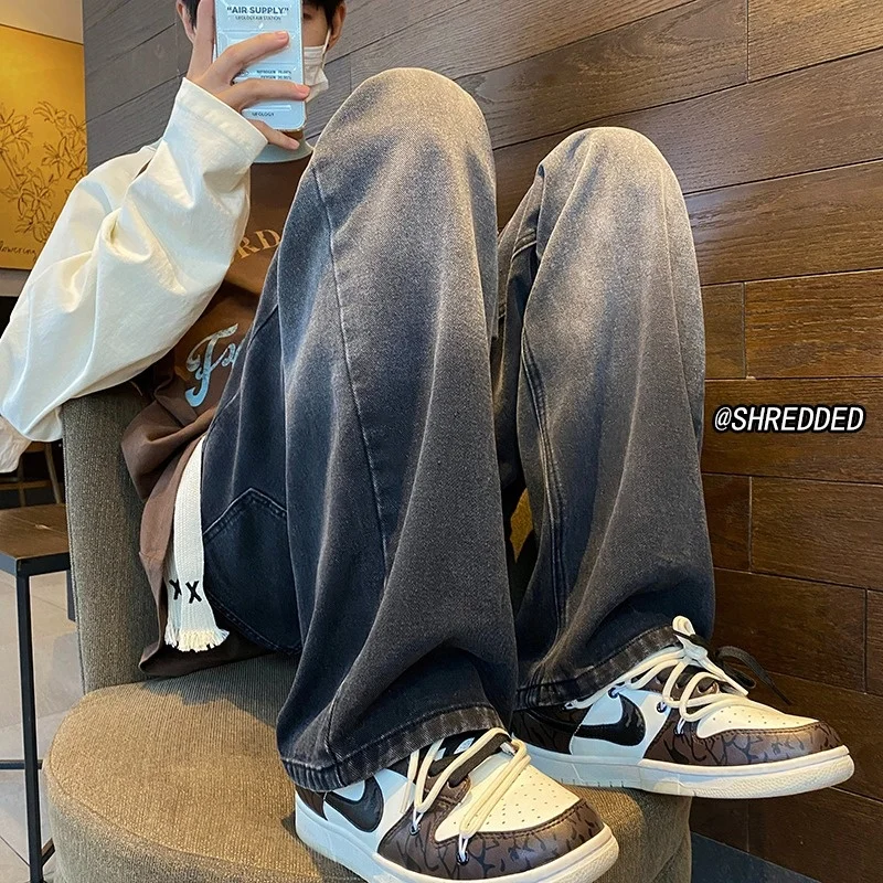 

Мужские джинсы American Sle Vintage: весенне-осенние, свободного кроя, в стиле хип-хоп, прямые, повседневные, длинные брюки