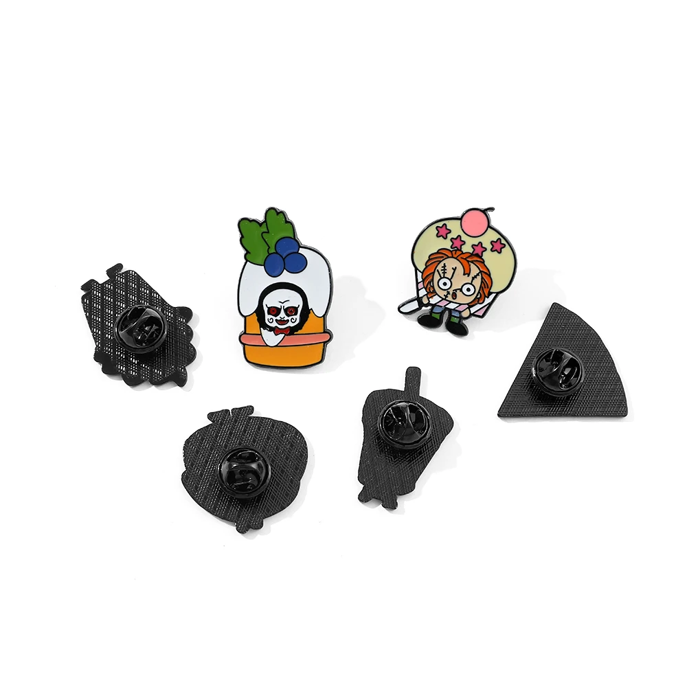 Creative Funny Anime Horror Scream Pins Cartoon Joker Bubble Tea Enamel Badges on Backpack for Women Halloween Jewelry Gifts