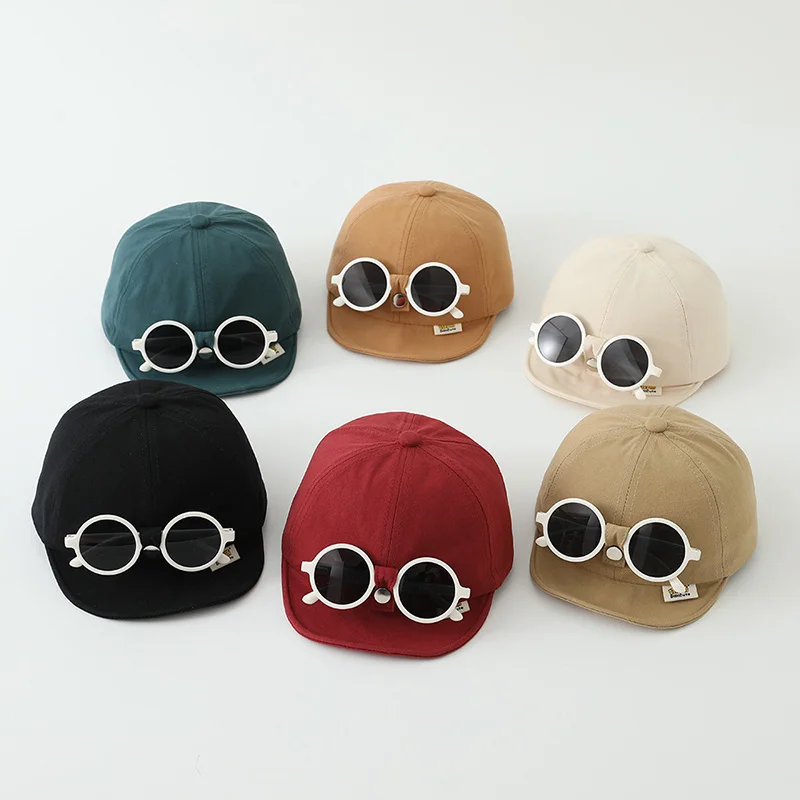 

Sunglasses Detachable Baby Duck Tongue Hat Fashion Children Baseball Hats 1-5Year Kids Outdoor Sunscreen Cap Sun Glasses Visors