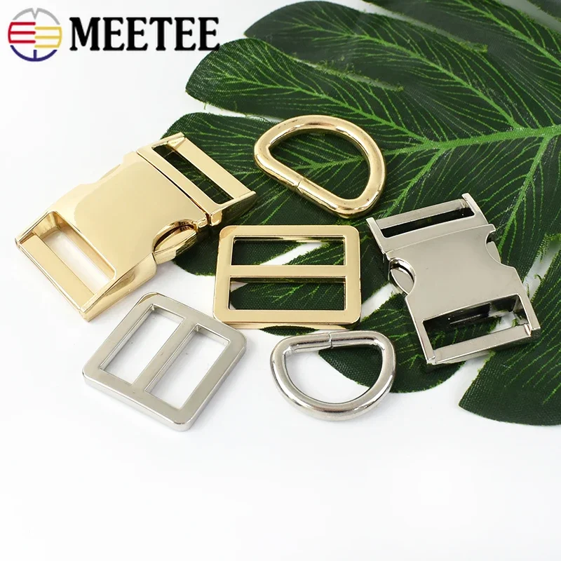 1/2Set 15-38mm Metal Backpack Strap Buckle Quick Side Release Buckles D Ring Tri Glide Slider Adjuster Clasp DIY Bag Accessories