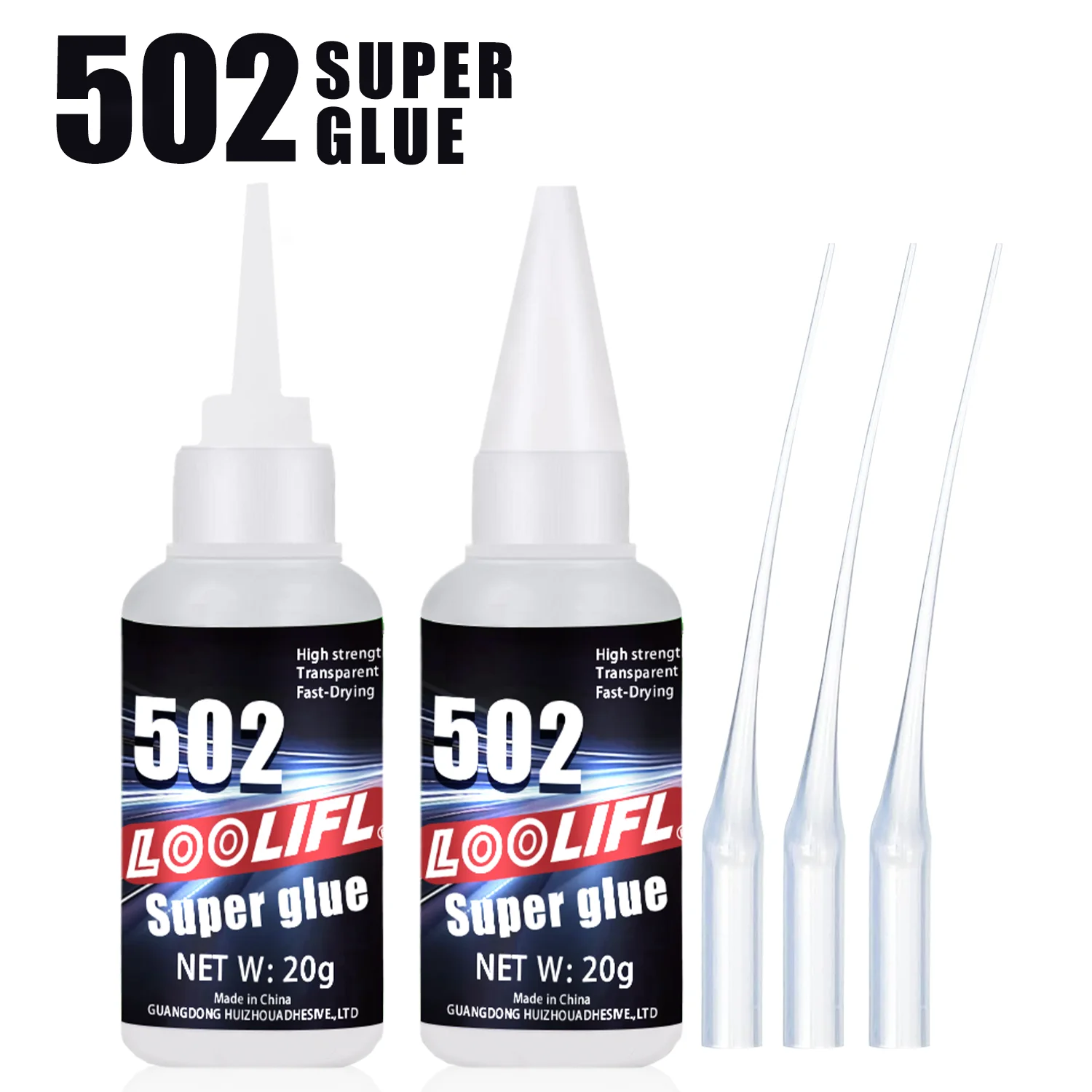 

LOOLIFL 5PCS 20g Instant Quick-Drying 502 Super Glue Cyanoacrylate Adhesive Strong Bond for Leather Rubber Metal Office Supplies