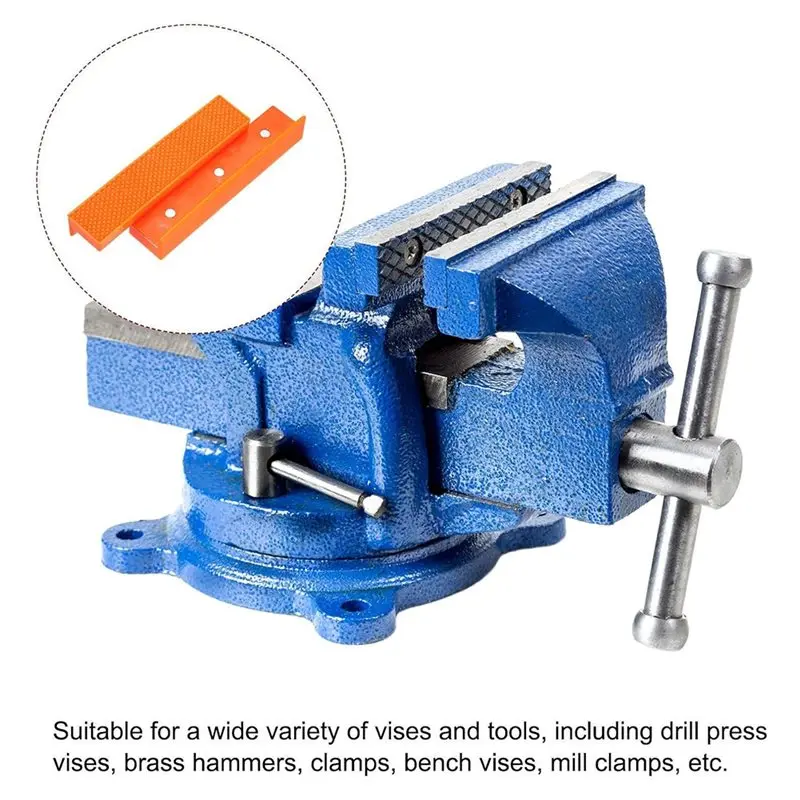 【EFFICIENT 】2Set Magnetic Vise Jaws 5 Inch Magnet Plain Grooves & V-Grooves Soft Rubber Bench Jaw Pad Covers Multi-Purpose Prote