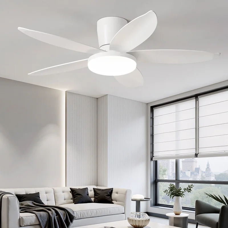 Nordic style fan light, modern and simple new design, creative walnut color bedroom light, silent variable frequency ceiling