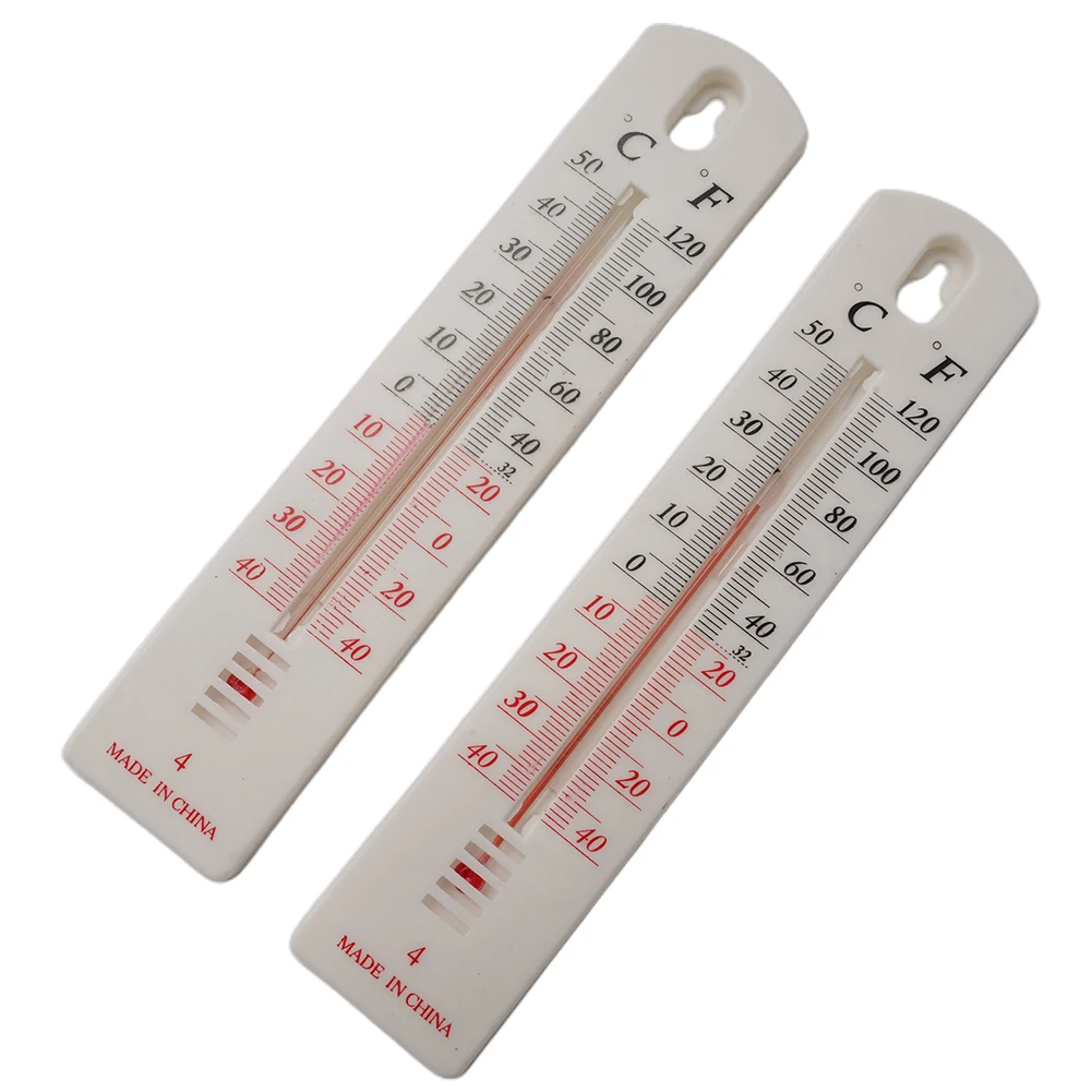 Brand New Wall Thermometer Temperature Mounted Kerosene Filled Office 195mm X 40mm X 6mm 2PCS Factory Greenhouse