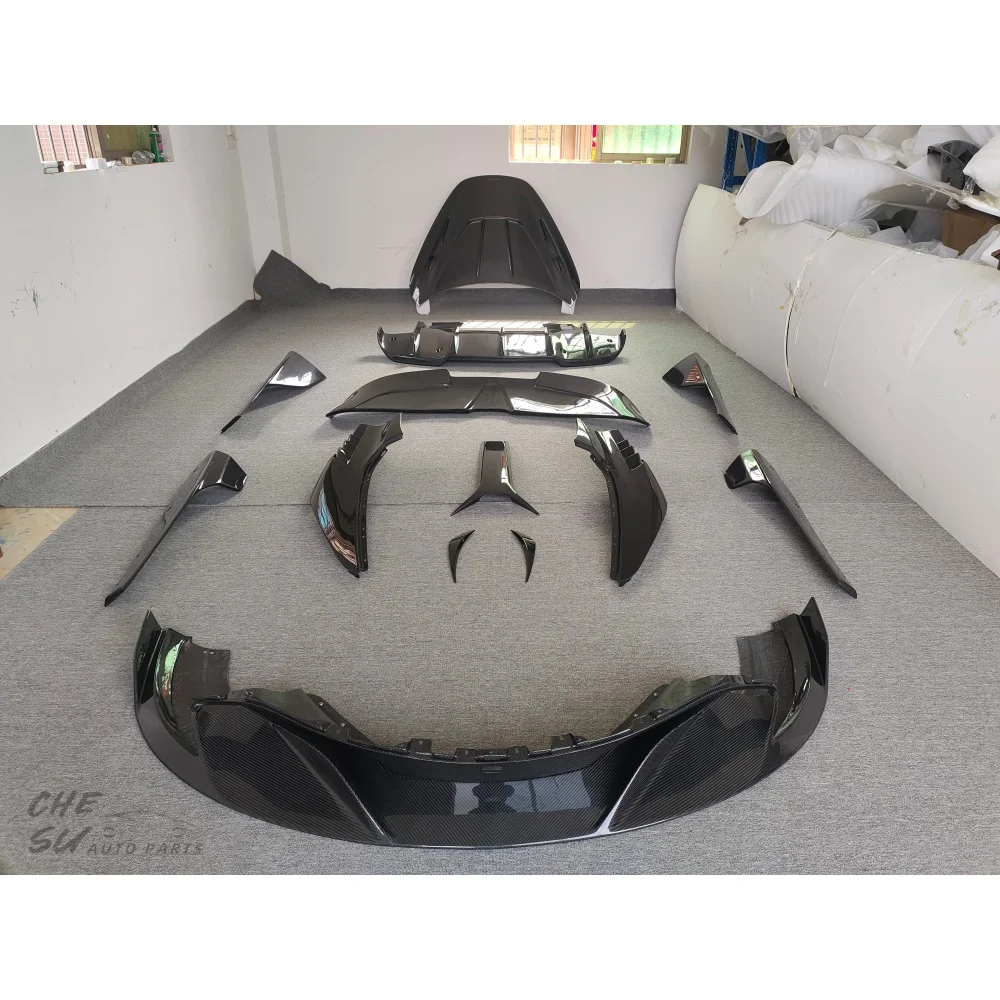 Speed RY Style Dry Carbon Fiber Front and Rear Lips, Side Skirts, Rear Diffuser, Fenders, Hood, and Other Kits for McLaren 720S