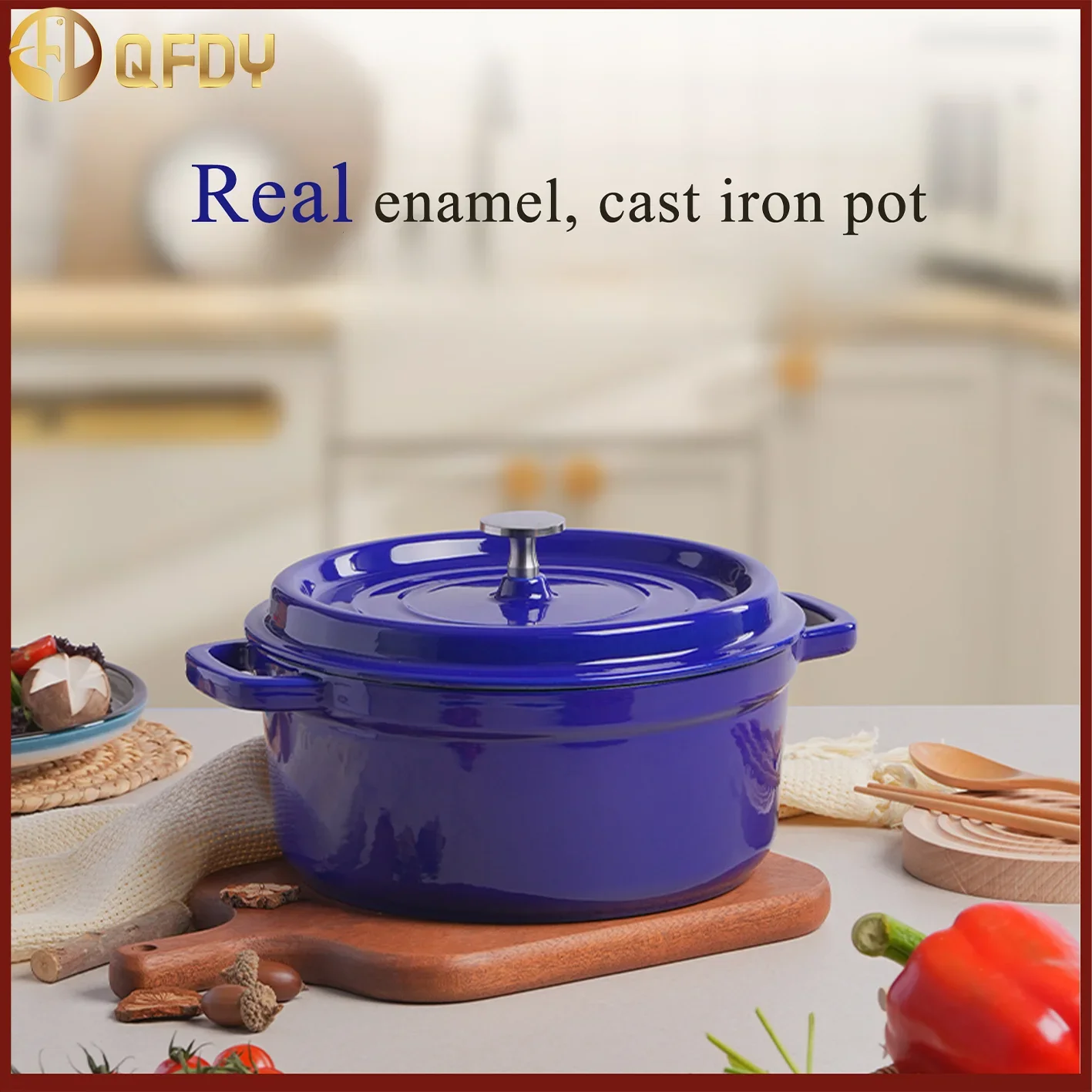 Cast iron enamel pot soup double ear cast iron soup pot non-coating non-stick multi-purpose Household wok cooking pot universal