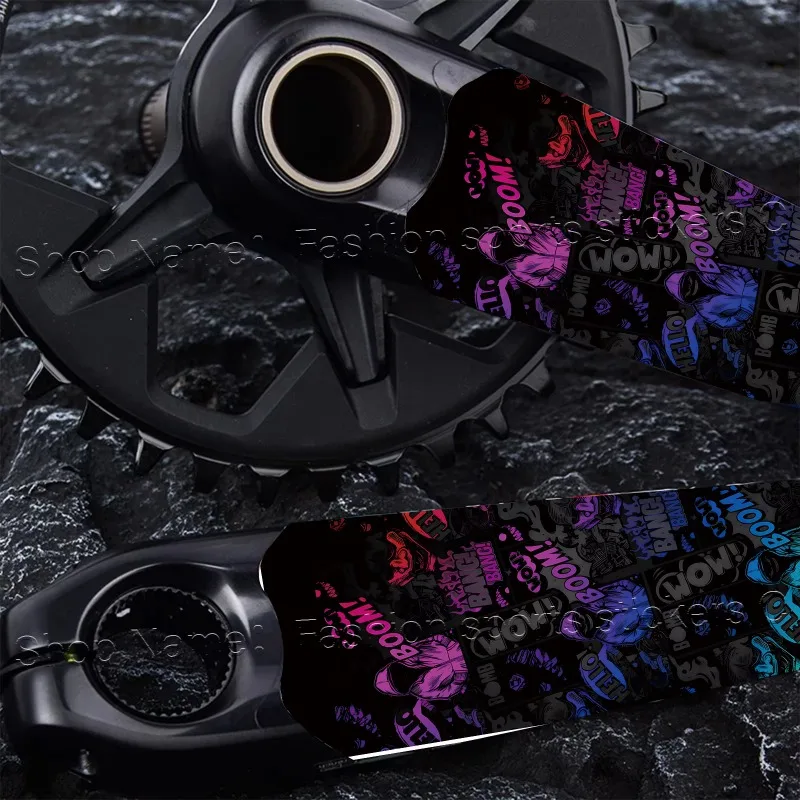 2Pcs/Set Comic Graffiti Bike Crank Arm Stickers, Universal Bicycle Crank Protective Decals