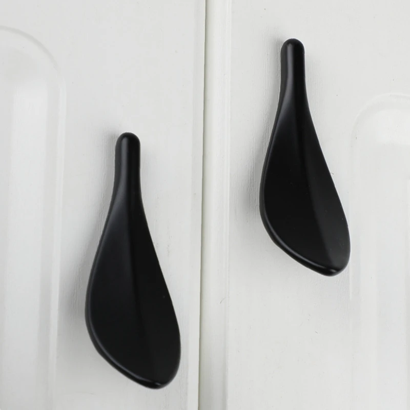 BEAU-6PCS Nordic Style Solid Zinc Alloy Leaf Shaped 32Mm Cabinet Knob Door Pulls Furniture Handles Knob