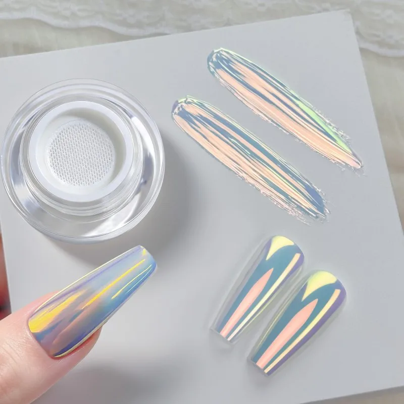 Air Cushion Aurora Chrome Nail Powder Color‑Shift Pearl Pigment Glitter Dust for DIY Manicure Nail Art Decoration Supplies