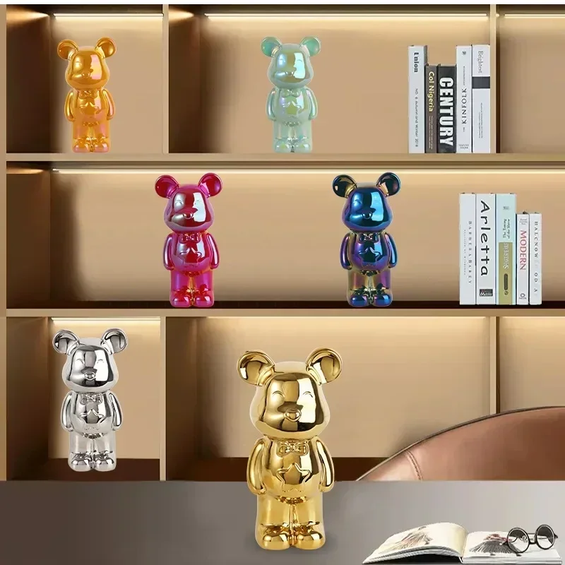 

Hot selling multi-color cartoon violent bear high-end ceramic electroplating coloring home decoration office decoration gifts