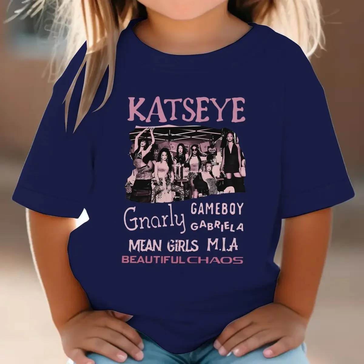 Jugendliches Mädchen-Baumwoll-Streetwear-T-Shirt mit Katseye-Print, Kinder-Sommerkleidung, Mädchen-Kurzarm-T-Shirt, modische Oberteile für Kinder – Detail 8