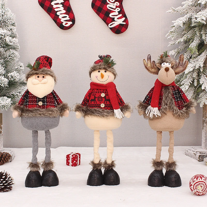 Retractable Doll Fabric Doll Gift Santa Claus Snowman Shopping Mall Landscape Decoration Decoration Cute Doll Holiday Gift