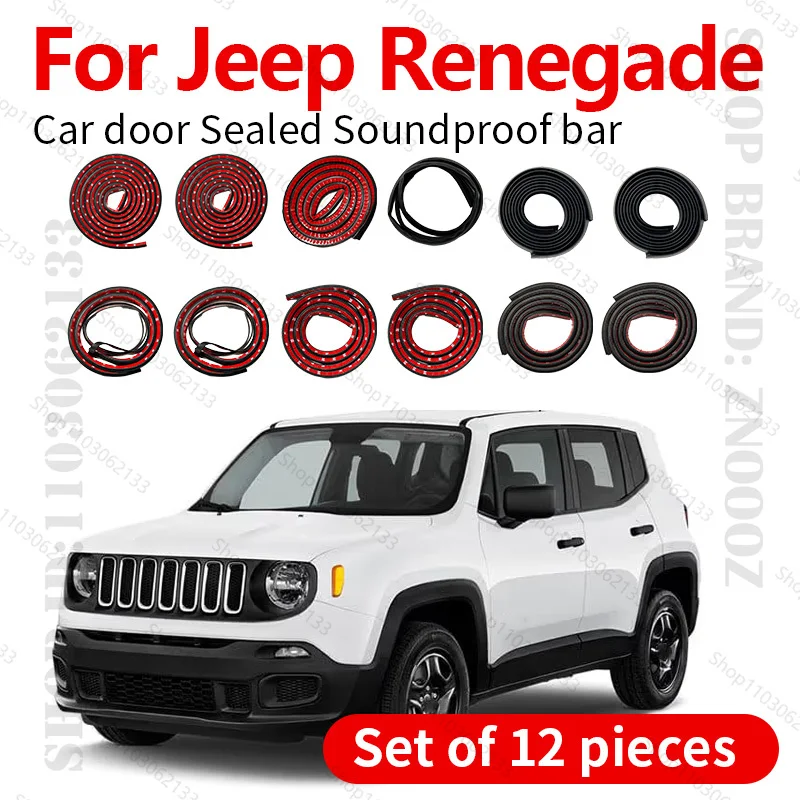 

For Jeep Renegade BU Car Door Seal Strip Rubber Double Layer Sealing Protector Soundproof Strip Dustproof Seal Strip 12PCS Set