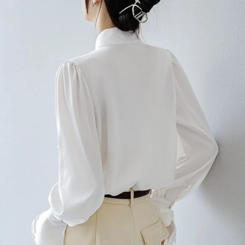 Office Lady Shirts for Women White Elegant Clothing All-match Fashion Korean Style High Street Chic Long Sleeve Spring Autumn