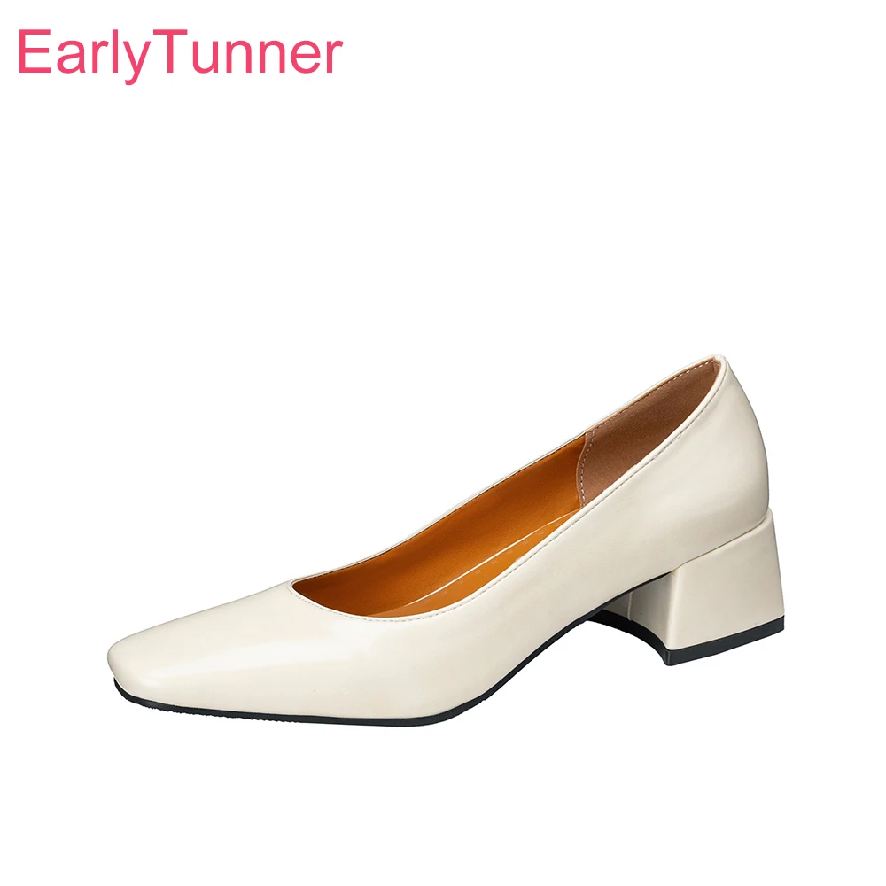 

2025 Brand New Glamour Beige Black Women Nude Pumps Hot High Chunky Heels Office Lady Formal Shoes Plus Small Big Size 32 46