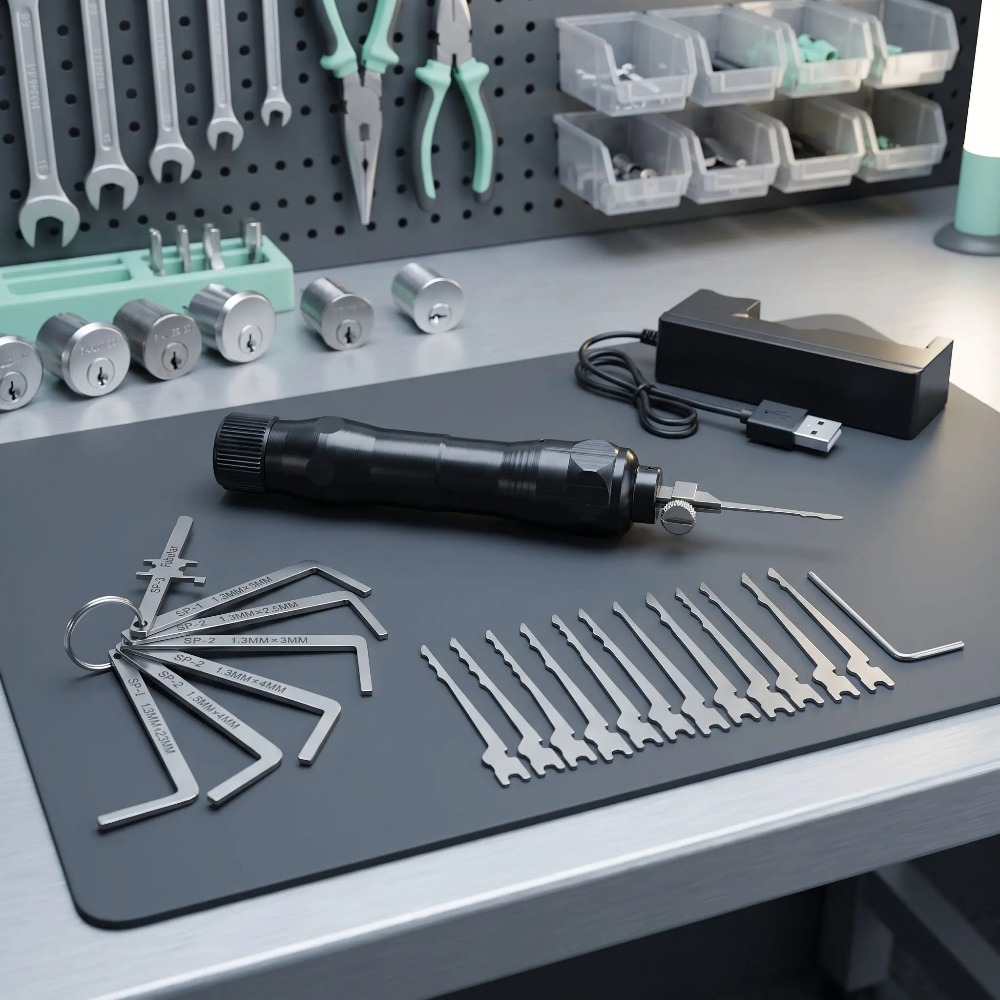 Professional Lock Maintenance Tool Kit, Stainless Steel Repair Blades & Cutting Handle for Locksmith Daily Use
