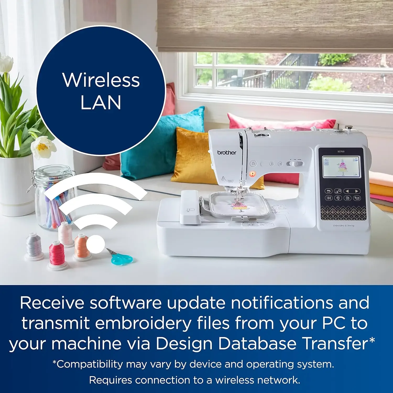 SE700 Sewing and Embroidery Machine, Wireless LAN Connected, 135 Built-in Designs,