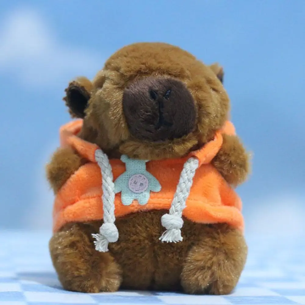 Cute Plush Hoodie Capybara Pendant Stuffed Doll Hanging Ornament Bag Pendant Cartoon Capybara Doll Key Ring Bag Accessories