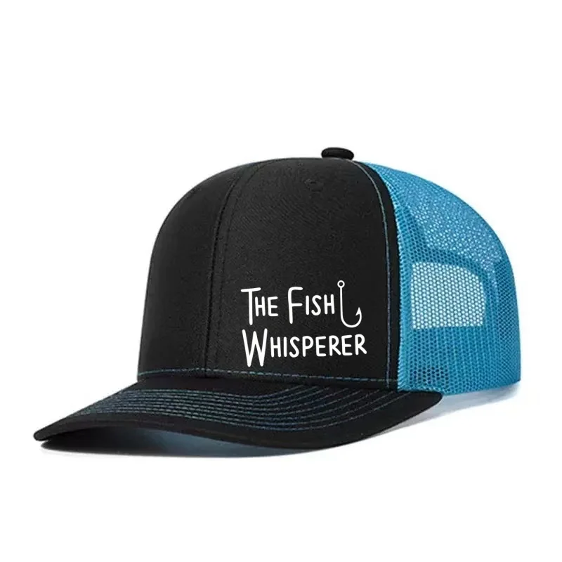 THE FISH WHISPERER Printed Adjustable Baseball Cap Snapback Dad Hat Breathable Trucker Mesh Hat Golf Fishing Outdoor Sun Cap